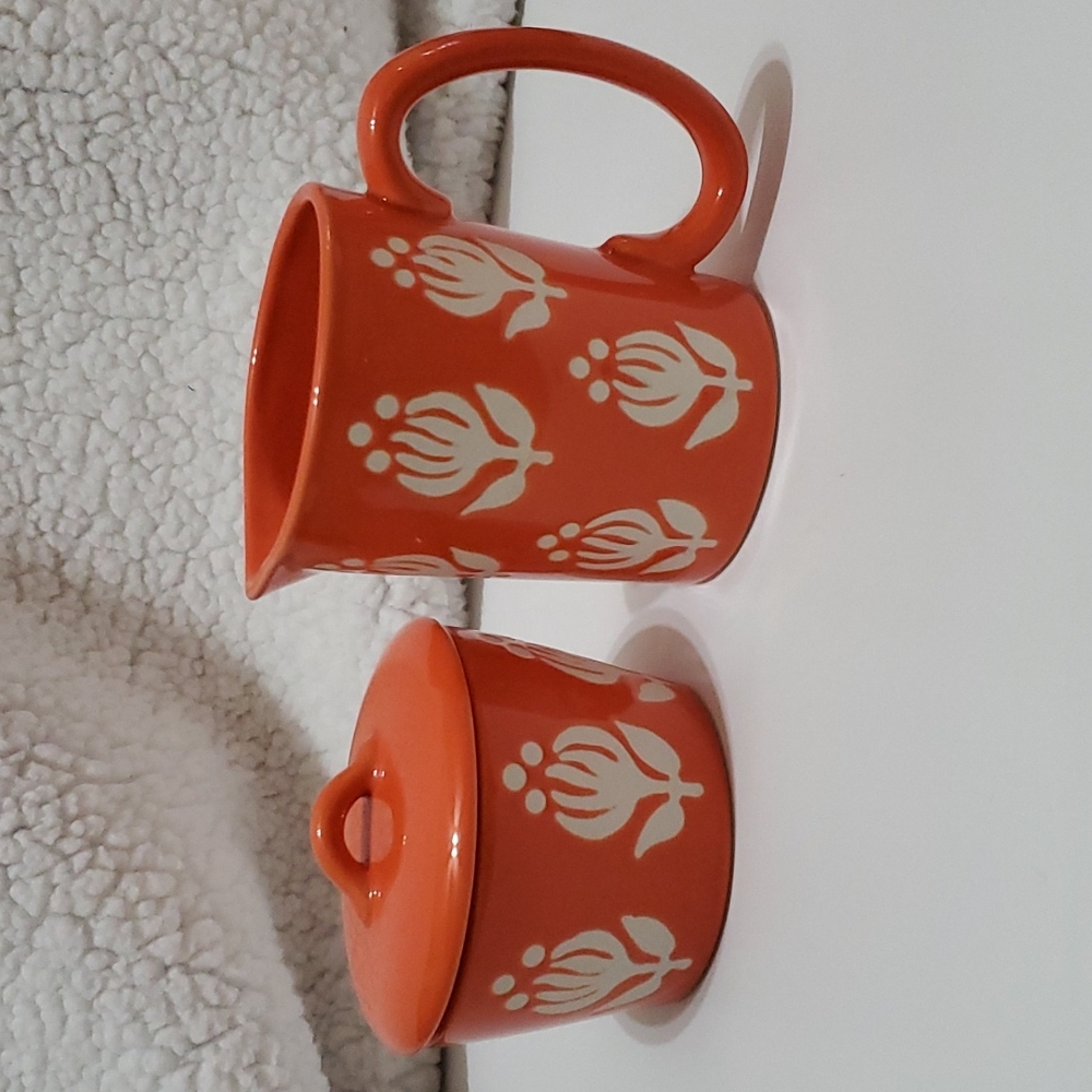 Floral Orange Cream & Sugar Set Coffee Bar Hobby Lobby